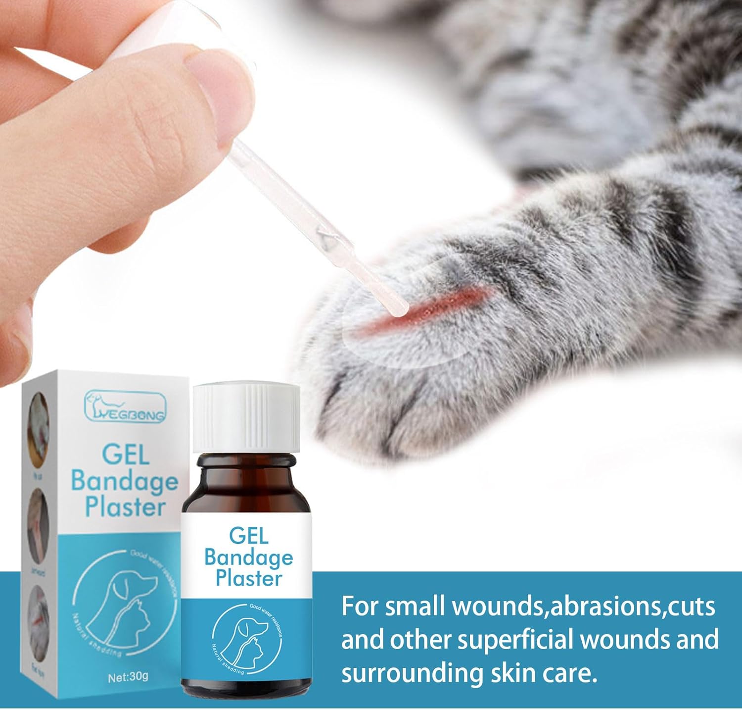 Vendaje de gel líquido impermeable para mascotas, transparente, transpirable, de secado rápido, cuidado de heridas para heridas pequeñas, gel líquido para curación de heridas pequeñas, - Imagen 8