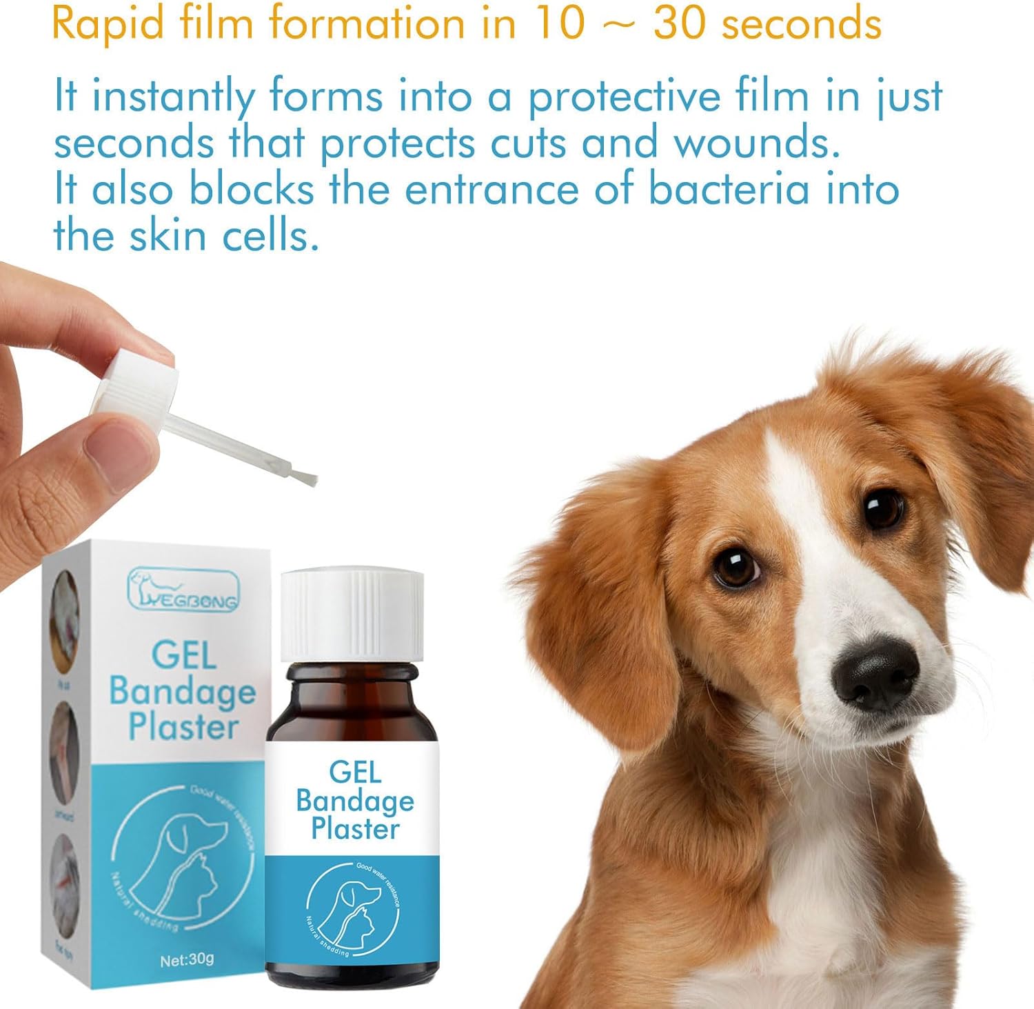 Vendaje de gel líquido impermeable para mascotas, transparente, transpirable, de secado rápido, cuidado de heridas para heridas pequeñas, gel líquido para curación de heridas pequeñas, - Imagen 9