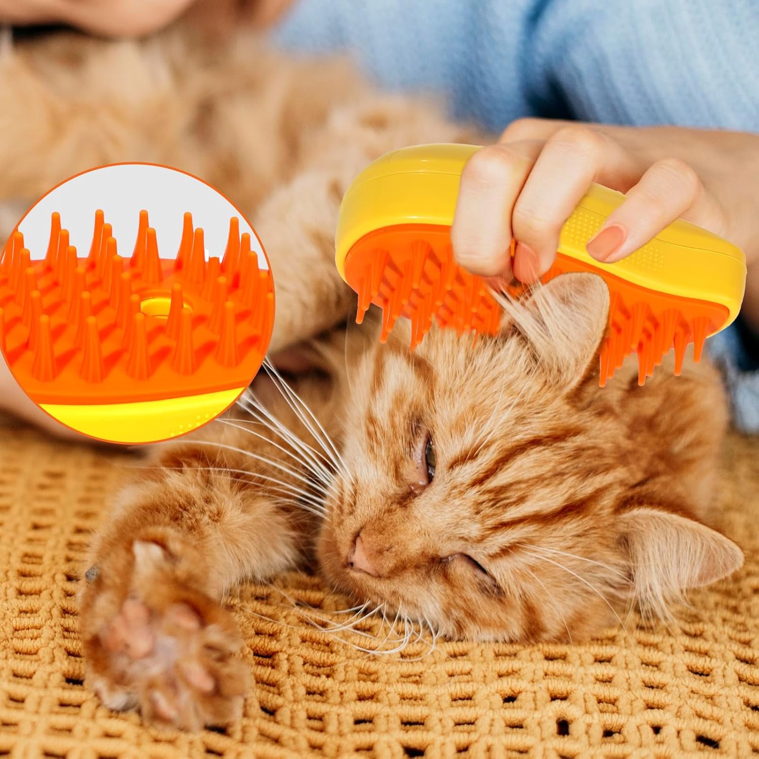 Cepillo de vapor 3 en 1 para gatos con masaje y autolimpieza | para eliminar el cabello enredado y suelto - Imagen 4
