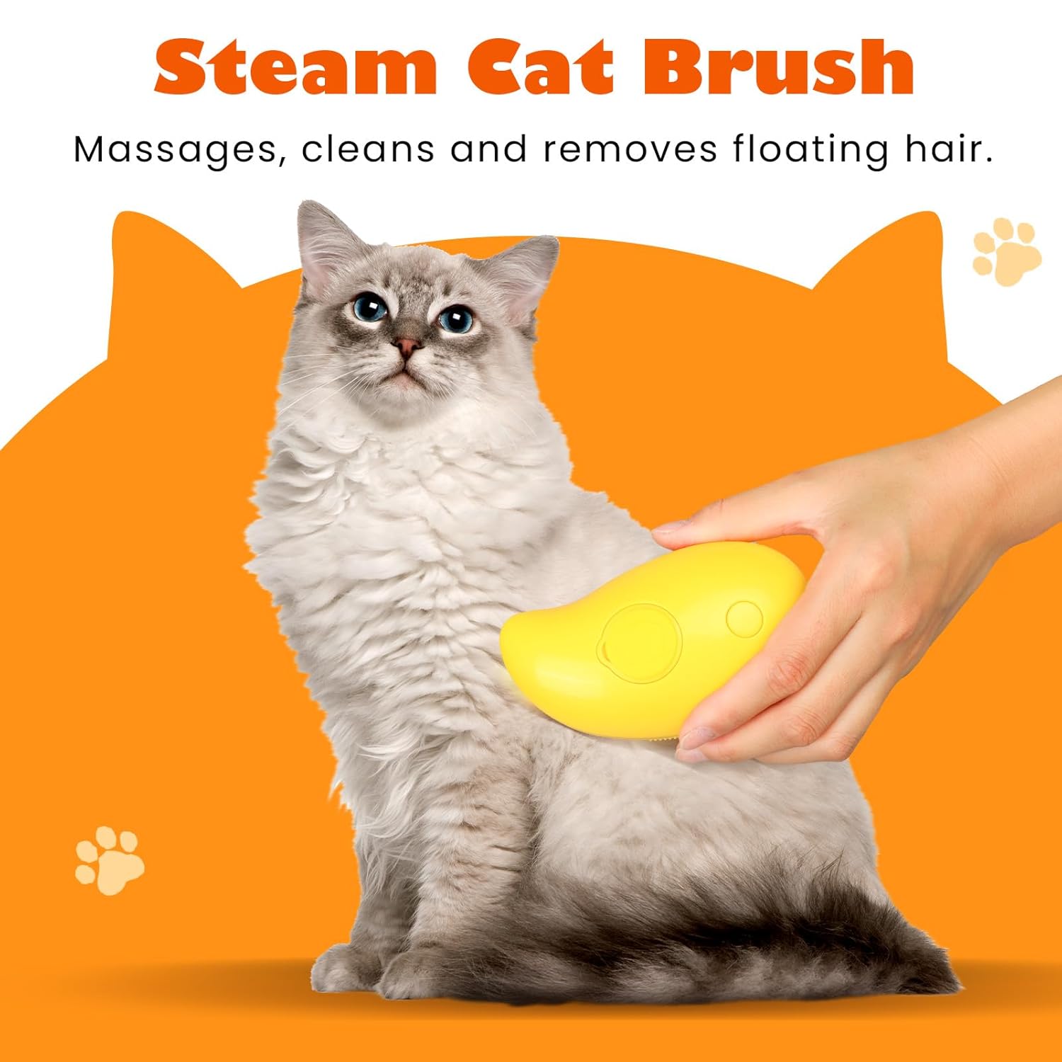 Cepillo de vapor 3 en 1 para gatos con masaje y autolimpieza | para eliminar el cabello enredado y suelto - Imagen 5