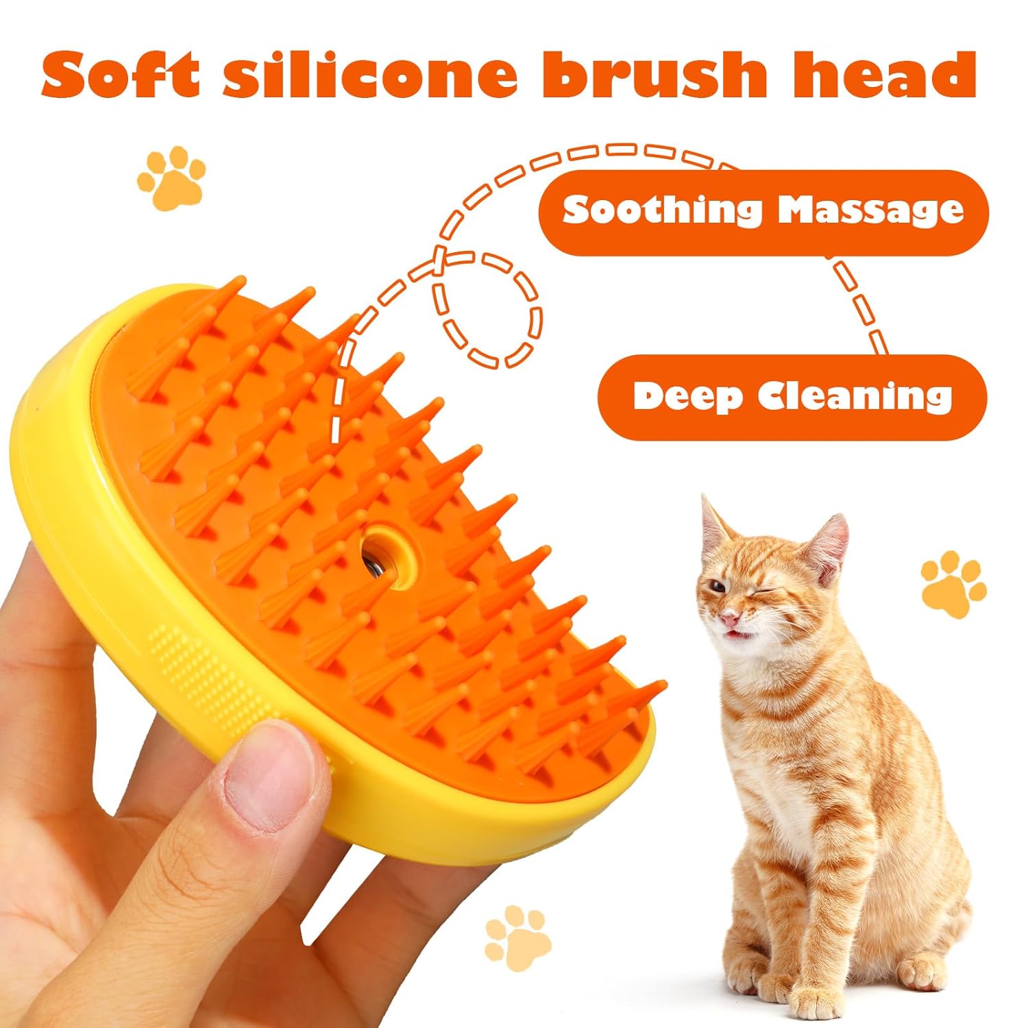 Cepillo de vapor 3 en 1 para gatos con masaje y autolimpieza | para eliminar el cabello enredado y suelto - Imagen 6